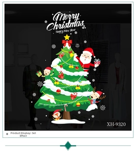 Set di adesivi natalizi con albero, Babbo Natale e renna per decorazione di finestre