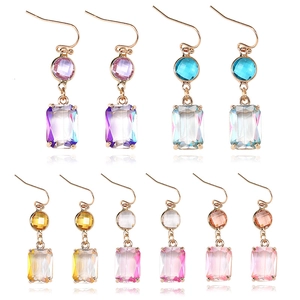 K9 crystal glass pendant earrings with gold hooks in five gradient color variations