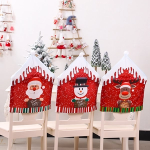 Christmas chair covers set with Santa Claus, Snowman and Reindeer festive holiday decor