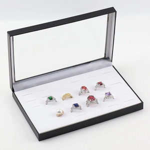 Black jewelry display box with clear lid for organizing 100 rings and earrings