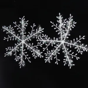 Detail of 30cm Christmas snowflake ornaments with iridescent laser glitter effect