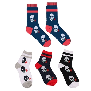 Lot de chaussettes d'Halloween avec motif tête de mort et rose, mélange coton premium