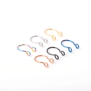 Set di 6 finti anelli per il naso in acciaio inossidabile, senza foro, colori misti