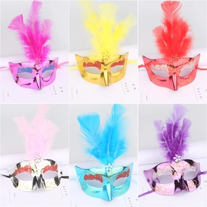 LED fiber optic feather masks in six vibrant colors for Halloween costume parties