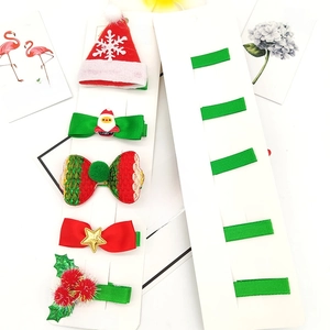 Christmas reindeer hair clips set with Santa and sparkling bows for toddler girls