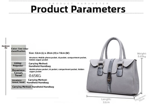 Detailed dimension guide for large PU leather handbag with crocodile pattern texture
