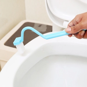 L-shaped bathroom toilet brush with long handle cleaning hidden rim gaps and corners