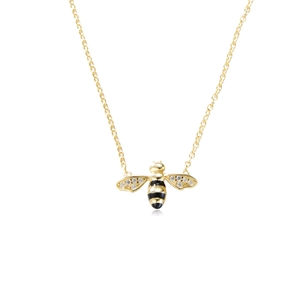 Exquisite S925 sterling silver honey bee necklace with sparkling zircons and gold plating