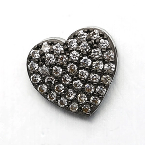Connettore a cuore con micro-pave di zirconi in metallo scuro per creazione gioielli