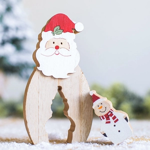 Nordic wooden Santa and Snowman Christmas desktop ornaments for festive holiday decoration