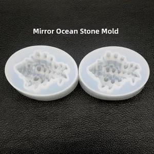 Macro detail of translucent silicone molds for mirror-finish ocean stone resin pendants