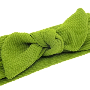Grass green baby headband with rabbit ears bow and bubble textured stretch fabric