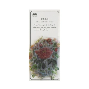 Nature Collection floral PET stickers with red and pink flower designs for DIY journaling
