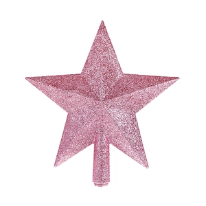 Sparkling pink glitter star topper for Christmas trees with a hollow secure base