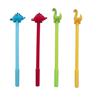 Cute cartoon dinosaur gel pens in four bright colors with 0.5mm black ink for students