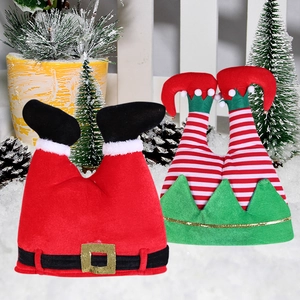 Christmas Elf Santa Legs Hats Funny Upside Down Pants Plush Holiday Party Headwear Novelty Cartoon