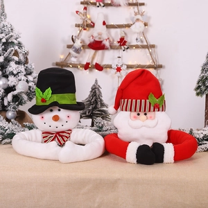 Santa Claus and snowman hugger plush ornaments for Christmas tree and festive home decor
