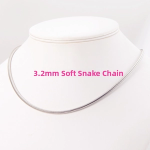 Close-up of a 3.2mm stainless steel snake chain showing detailed scale texture on neck mold