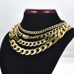 Comparison of gold snake bone chains in 6mm, 9mm, 11.5mm, and 15mm widths