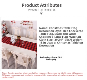 Detailed size specifications of 39x175cm red and black plaid Christmas table runner