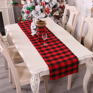 Christmas Table Runner Buffalo Plaid Cotton Linen Fabric Holiday Dinner Party Decoration Farmhouse Style Festive