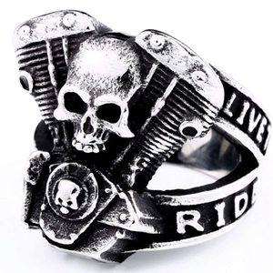 Herren Vintage Punk Totenkopf Motor Verstellbarer Ring Retro Biker Gotik Legierung Mechanischer Skelett Fingerring Schmuck