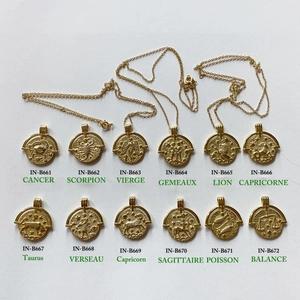 925 Sterling Silver Zodiac Coin Pendant Necklace Retro Gold Plated Baroque Constellation Jewelry For Women