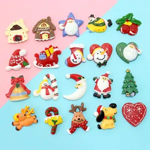Christmas Resin Charms DIY Accessories For Phone Case Decor Scrapbooking Flatback Santa Snowman Reindeer Gingerbread House