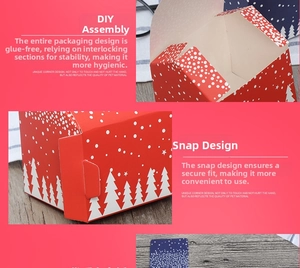 Detailed view of DIY snowflake Christmas gift box with snap-on design and PET material