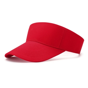 Classic red cotton visor cap for women and men featuring a minimalist open-top design