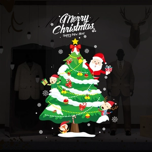 Adesivi per finestre con albero di Natale e Babbo Natale per decorazioni festive
