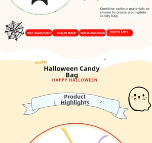 DIY Halloween felt candy bag kit featuring spider web and ghost motifs for kids