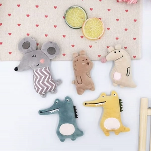 Plush cartoon animal brooches featuring mouse crocodile and bear designs for bags