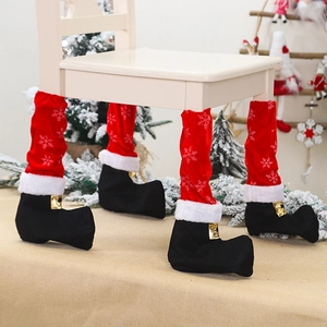 Christmas Snowflake Chair Leg Covers Santa Boot Style Furniture Socks Floor Protectors Red White Black Xmas Party Table Decor
