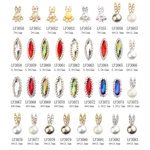 Assorted alloy nail art charms set with pearls and rhinestones in various shapes