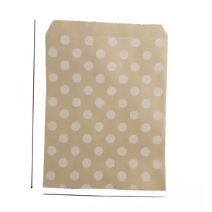 Eco-friendly kraft paper bag with white polka dots for gift packaging 13x18cm