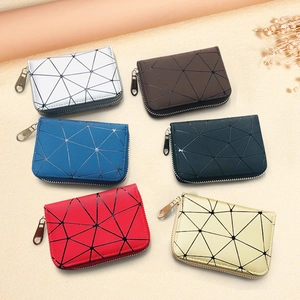 Chic quilted accordion card holders in six metallic colors with zipper closure for women