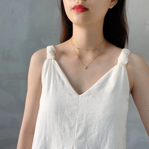 Elegant 925 sterling silver gold double-layer necklace with star pendant for women
