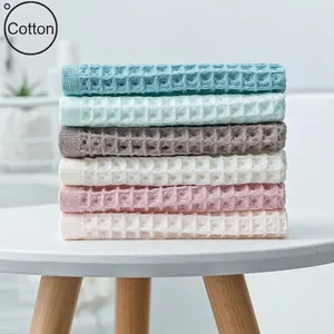 Pure Cotton Waffle Weave Face Towel Soft Absorbent Quick Dry Hand Towel For Bathroom Solid Color Modern Simple Breathable