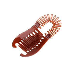 Minimalist brown resin banana hair clip with multi-row teeth for styling hair