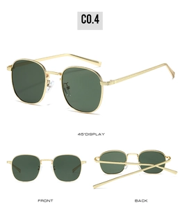 Vues détaillées sous plusieurs angles de lunettes de soleil vintage en métal doré texturé