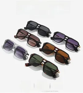 Detailed grid showing multiple colors of oversized double-bridge metal sunglasses