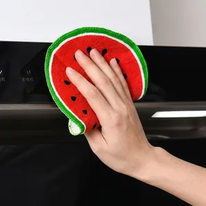 Absorbent hanging kitchen hand towel featuring a creative watermelon pattern design