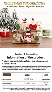 Close-up of wood Christmas letter signs featuring Santa and Snowman holiday desk decor