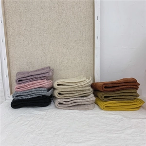 Detailed close-up showing texture and multiple colors of thick wool knit crew socks