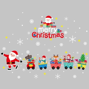 Christmas window stickers with Santa, snowman and reindeer for holiday decoration