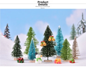 Miniature Christmas landscape set with frosted pine trees and small gift boxes models