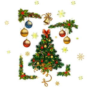 Golden Christmas tree and colorful balls self-adhesive wall stickers for window decor