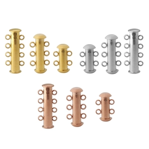 Stainless Steel Multi-Strand Necklace Clasp Magnetic Slide Tube Connector For Layered Bracelet DIY Jewelry Making Findings