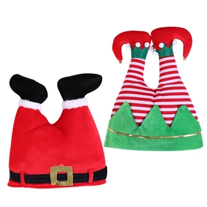 Creative Christmas elf pants hats in red and green stripes for holiday party costume